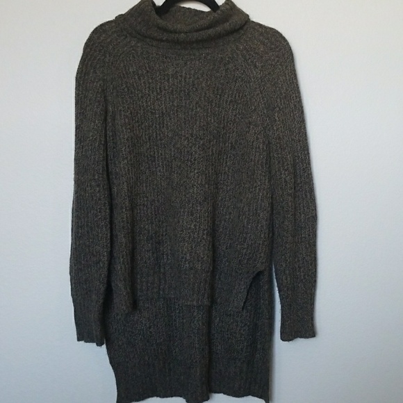 Express Y2K Crochet Academia Casual green wool blend cowl neck sweater - Picture 3 of 6